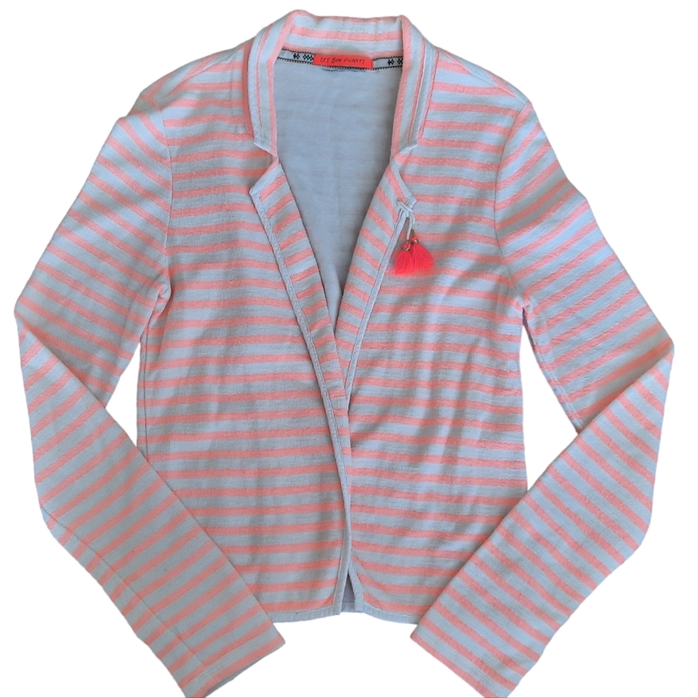 Maison Scotch Orange Striped Knit Tassel Jacket